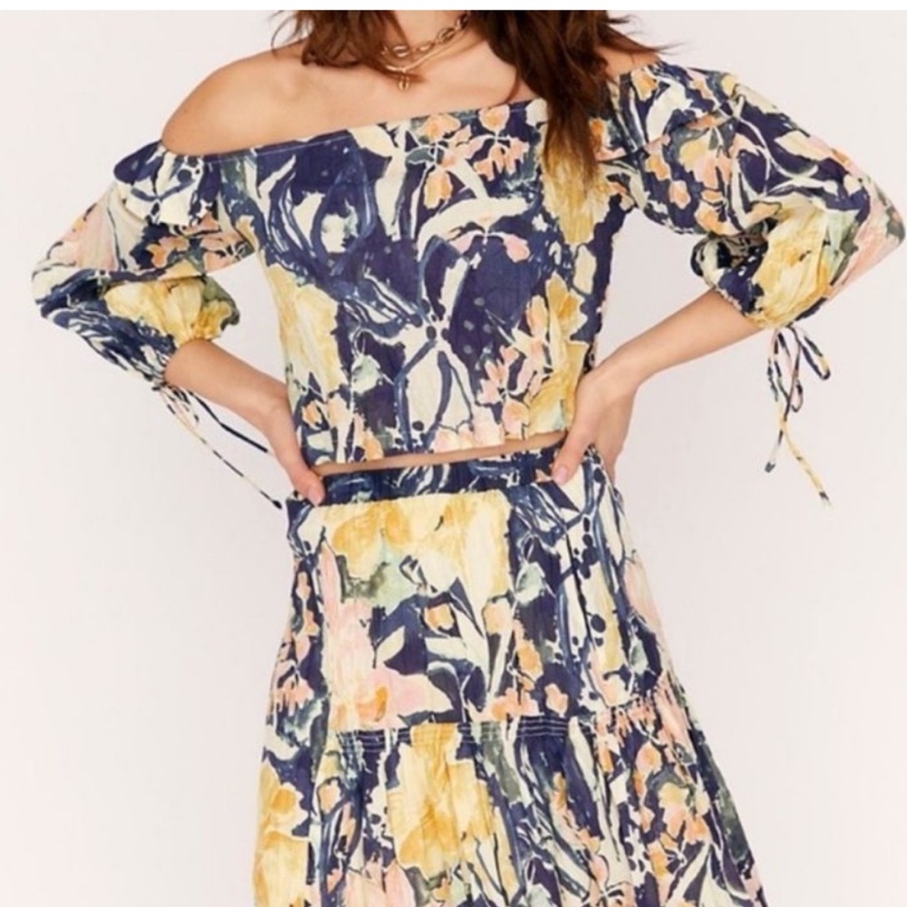 Free People Floral Off-Shoulder Top and Skirt Set - Shasta